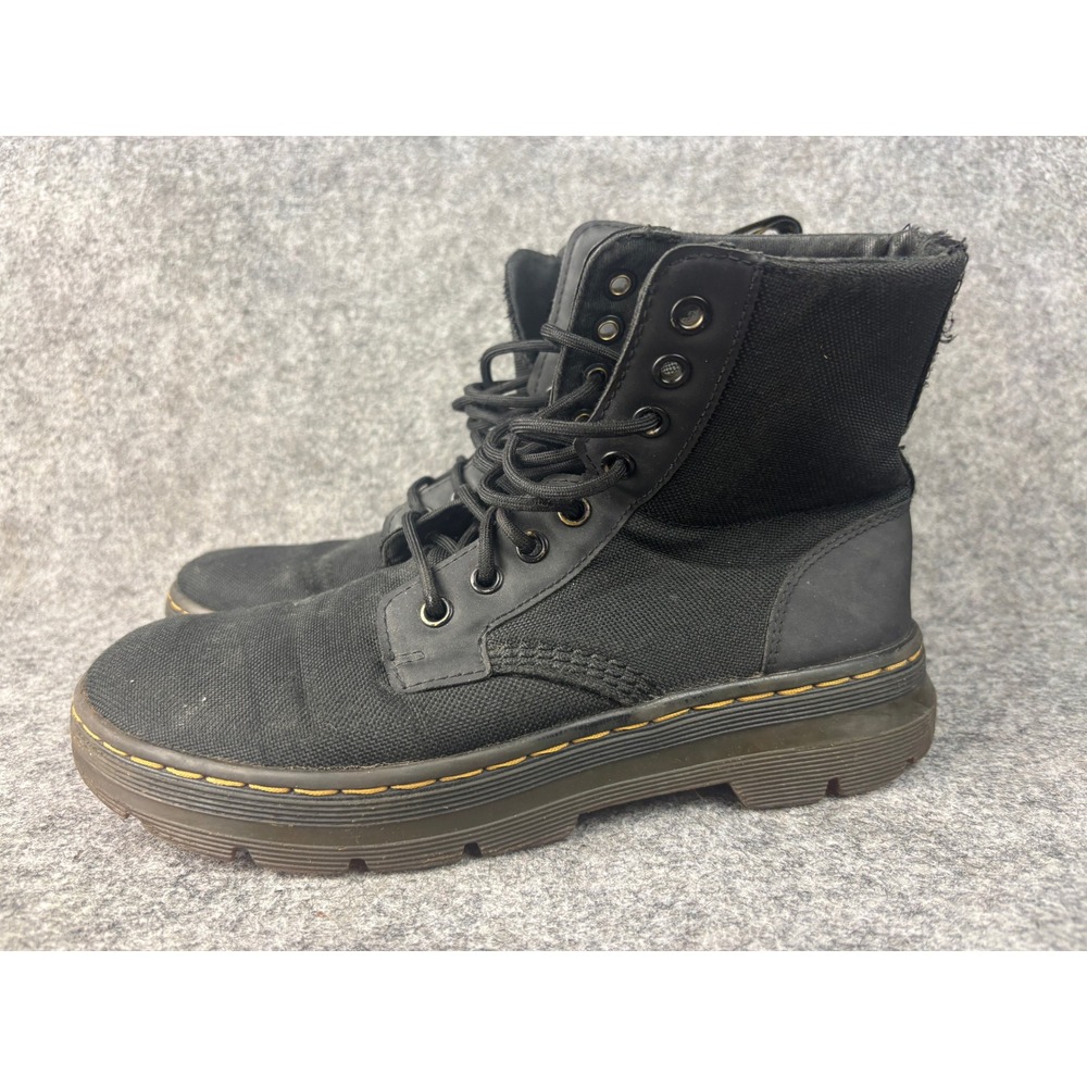 Dr.‎ Martens Combs Boots Mens Size 7 Black Canvas Utility Lace Up GV95U